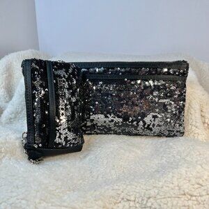 Victoria’s Secret Black & Silver Sequin Clutch Set